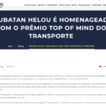 SETCEMG publica sobre o prêmio de personalidade do transporte de Urubatan Helou