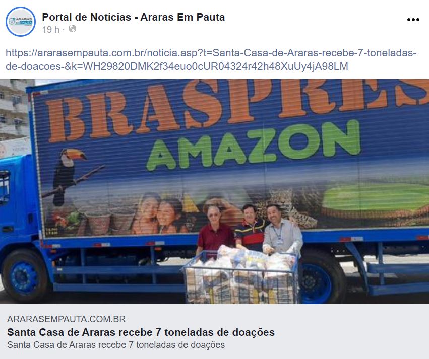 Braspress vira notícia em Araras (SP) após transporte de doações